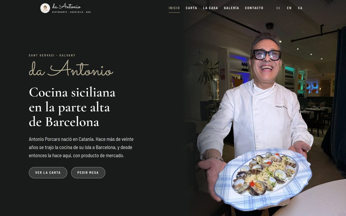 Home page of the website for da Antonio